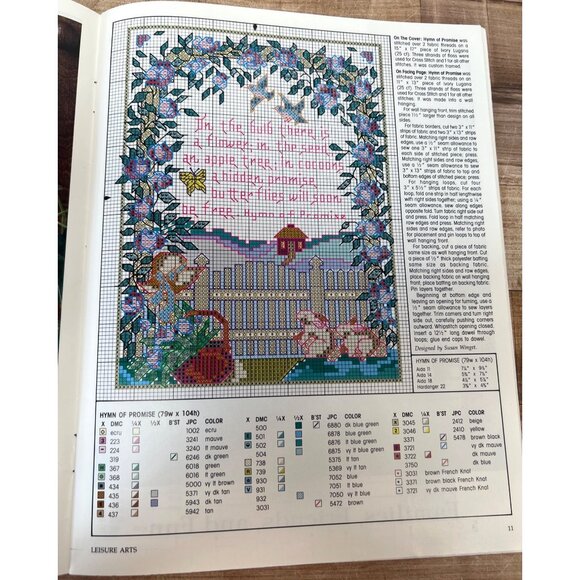 Vintage Leisure Arts Cross Stitch Pattern Tulips & Hymn Of Promise Craft Magazin - Picture 3 of 3